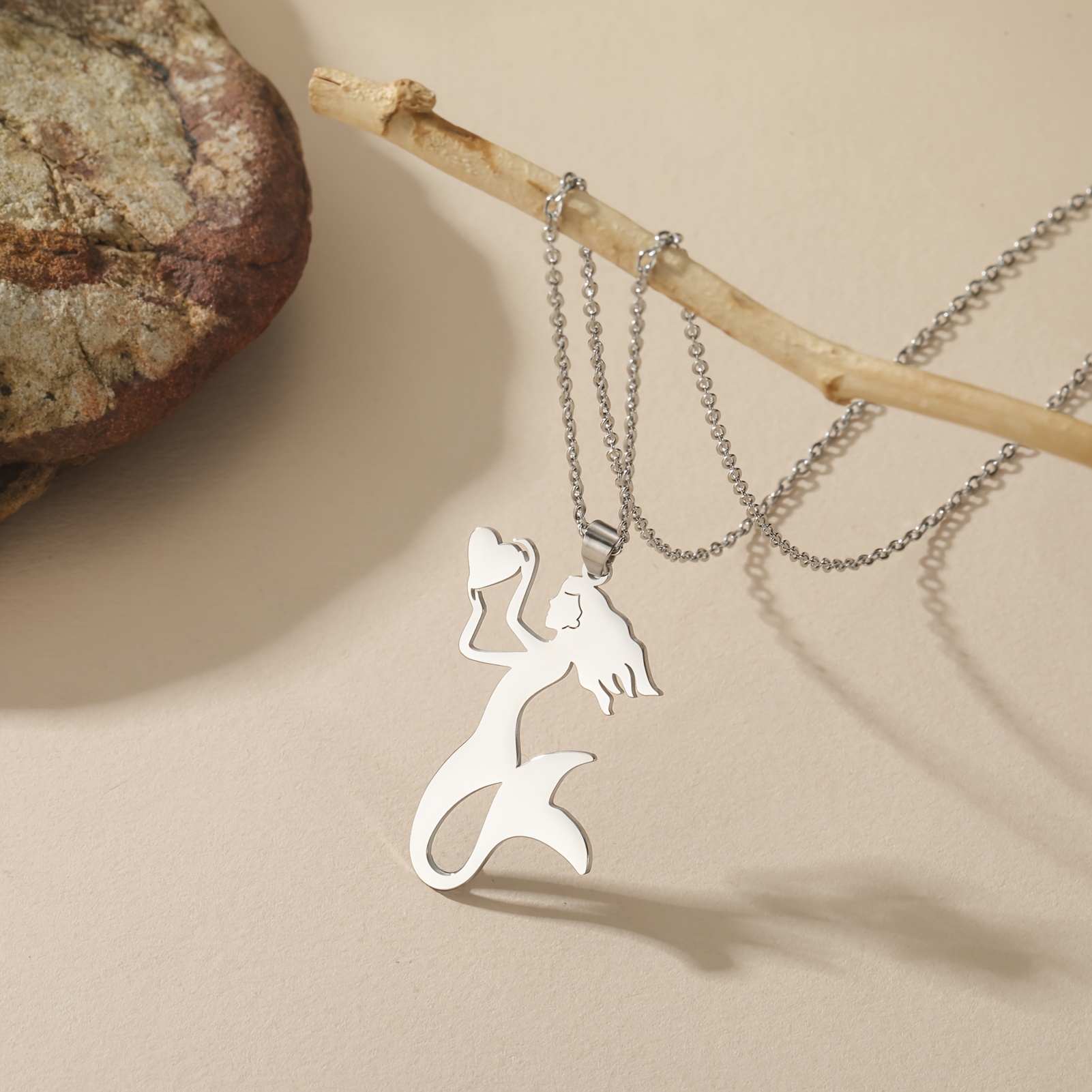 Stylish Stainless Steel Mermaid Necklace, Gift for Couples